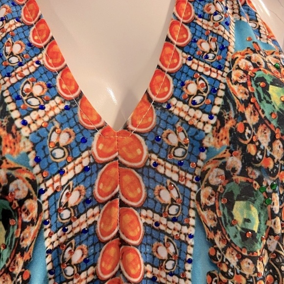 VENUS • Colorful Hi-Low Backless Multicolor Neck Tie V-Neck Dress - Picture 8 of 12